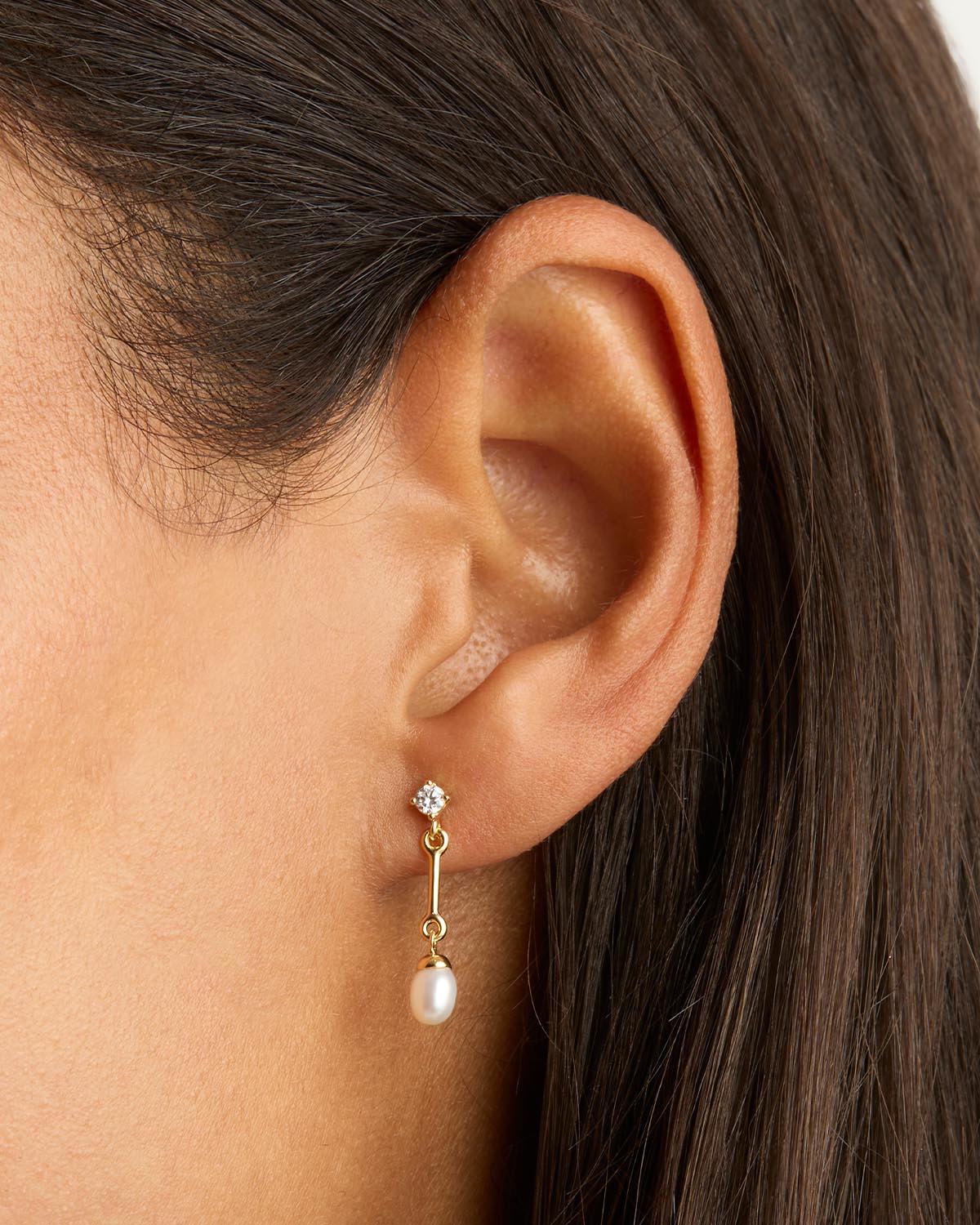 Blue Polki Silver Gold Pearl Drop Earrings